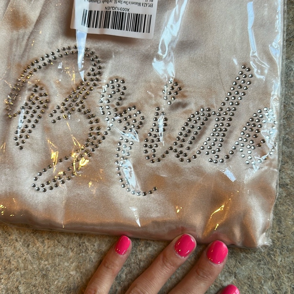 Satin Bride Robe with Rhinestone Detail - Picture 2 of 5